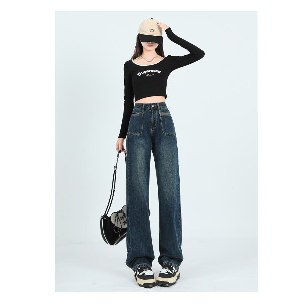 Loose Fit Slimming Versatile Straight Leg High-Waisted Jeans