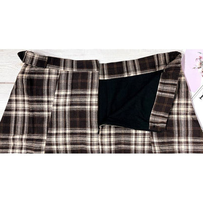 Falda plisada a cuadros de algodón con cierre en línea A