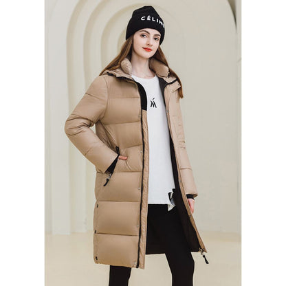 Thickened Hooded Thigh-Length Waterproof Puffer Coat