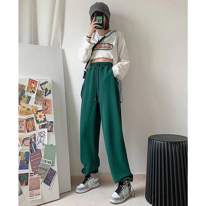 Pantalones largos de felpa de estilo informal y holgado para hip-hop