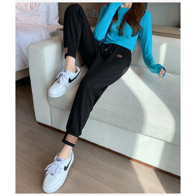 Casual Banana-Shaped Plus Sports Patched Detail Loose-Fit Sweatpants