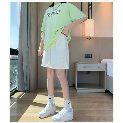 Wide-Leg High-Waisted Sports Loose Fit Silky Casual Shorts