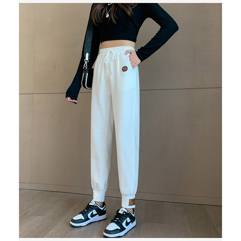 Casual Banana-Shaped Plus Sports Patched Detail Loose-Fit Sweatpants