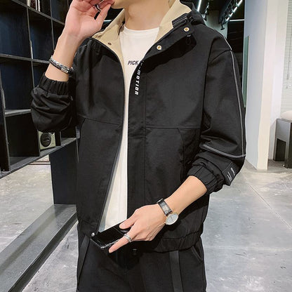 Loose Fit Sports Casual Raincoat Hooded Jacket