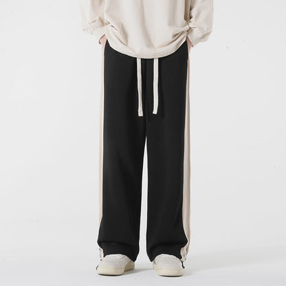 Pantalon large en tricot décontracté coupe droite avec cordon de serrage pour le sport