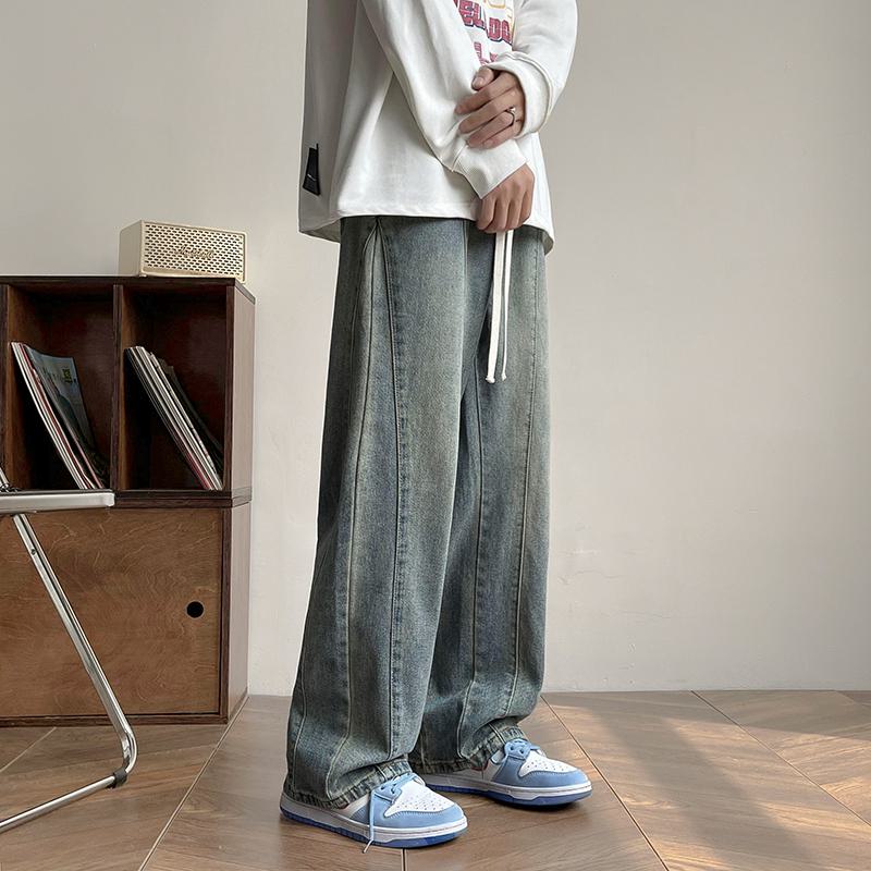 Jeans de cintura elástica de estilo callejero rectos y modernos