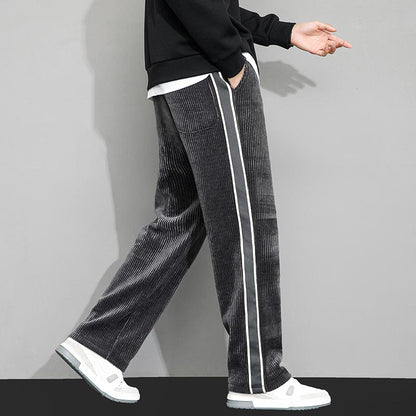 Pantalón de chándal de corduroy recto de moda con terciopelo y corte holgado
