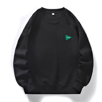 Simplicity Patched Detail Solid Drop Shoulder Sweatshirt