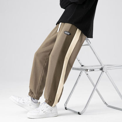 Pantalón de chándal holgado de ajuste recto y tejido de punto estilo hip-hop
