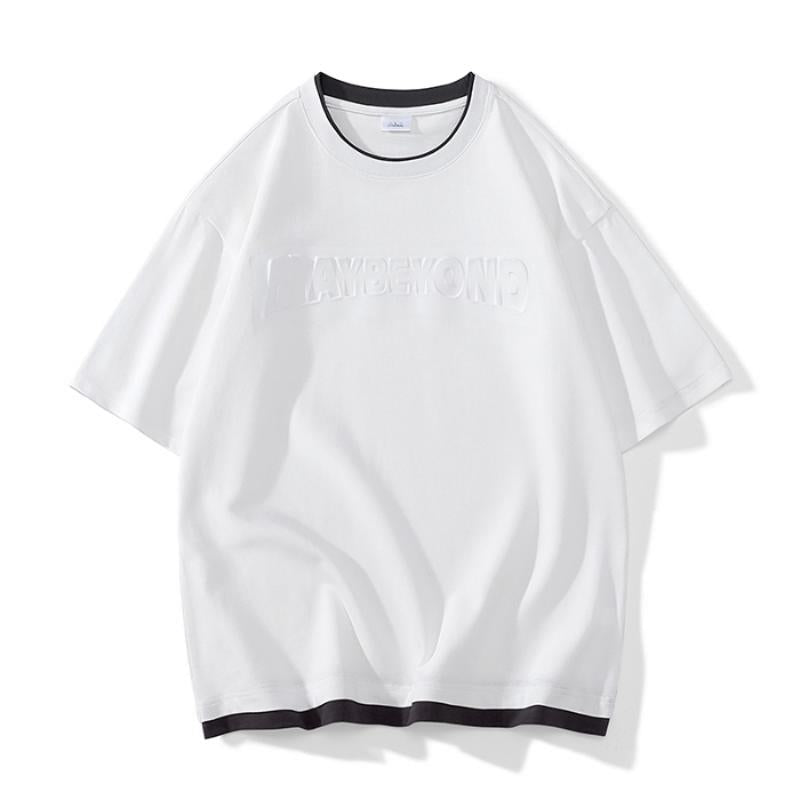 Bequemes, trendiges und vielseitiges Rundhals-T-Shirt aus reiner Baumwolle mit kurzen Ärmeln