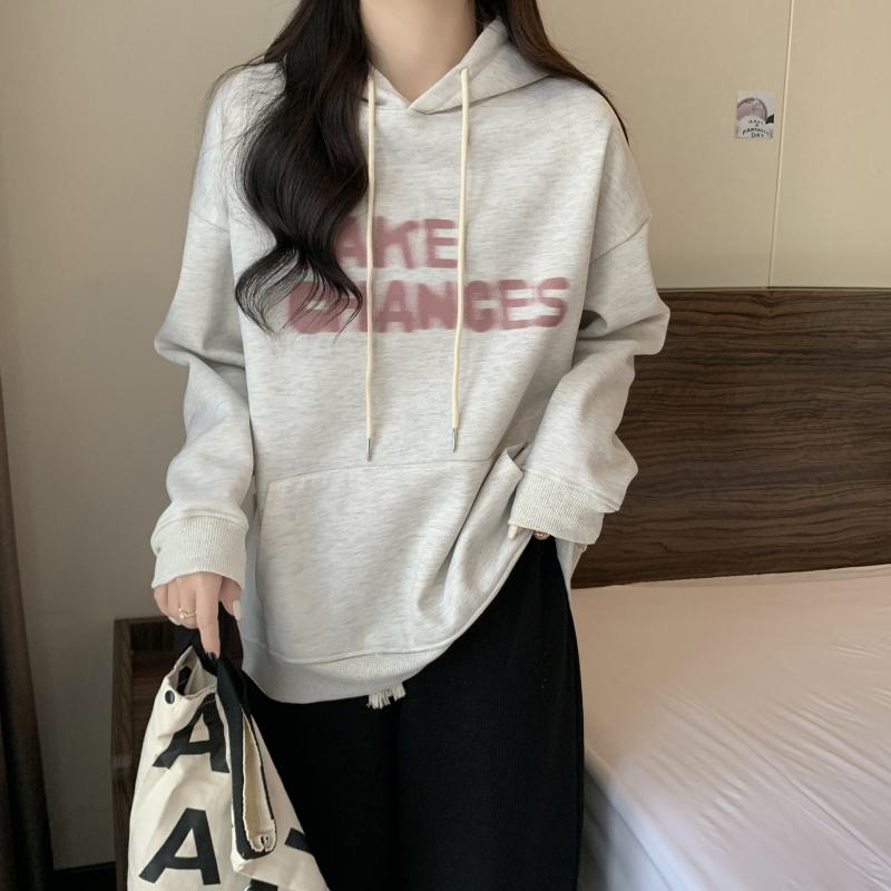 Letter Thin Pocket Loose Fit Hoodie