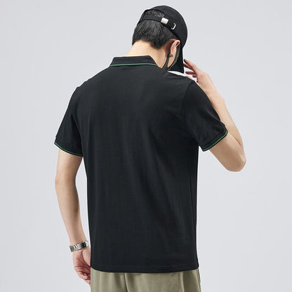 Camiseta polo de manga corta de algodón puro con cuello solapa elástica y estilo elegante de calidad.