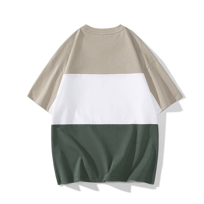 Bequemes, locker sitzendes Kurzarm-T-Shirt aus reiner Baumwolle mit vielseitigem Patchwork