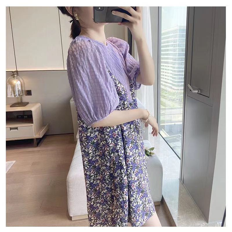 Patchwork Loose Fit Casual Floral Print Dress