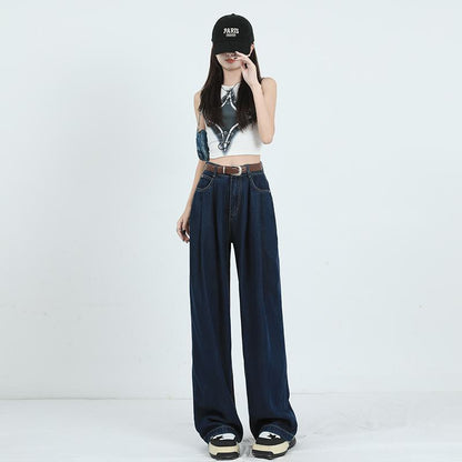 Straight Leg High-Waisted Pleated Retro Loose Fit Jeans