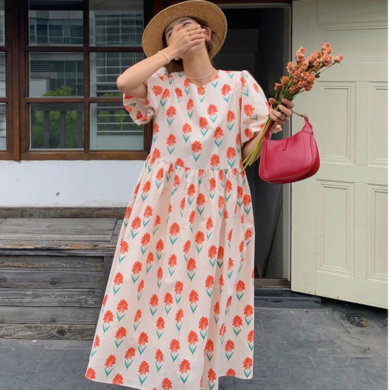 French Style Floral Print Retro Gentle Dress