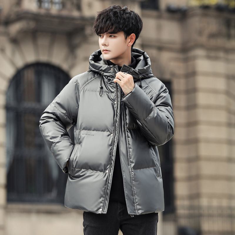 Cropped White Duck Down Loose Fit Thickened Hooded Down Jacket