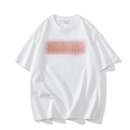 Camiseta de manga corta de algodón puro con caída de hombros y corte holgado