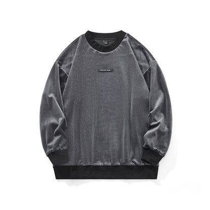 Rundhalsausschnitt-Sweatshirt mit überschnittenen Schultern in einfarbigem Design