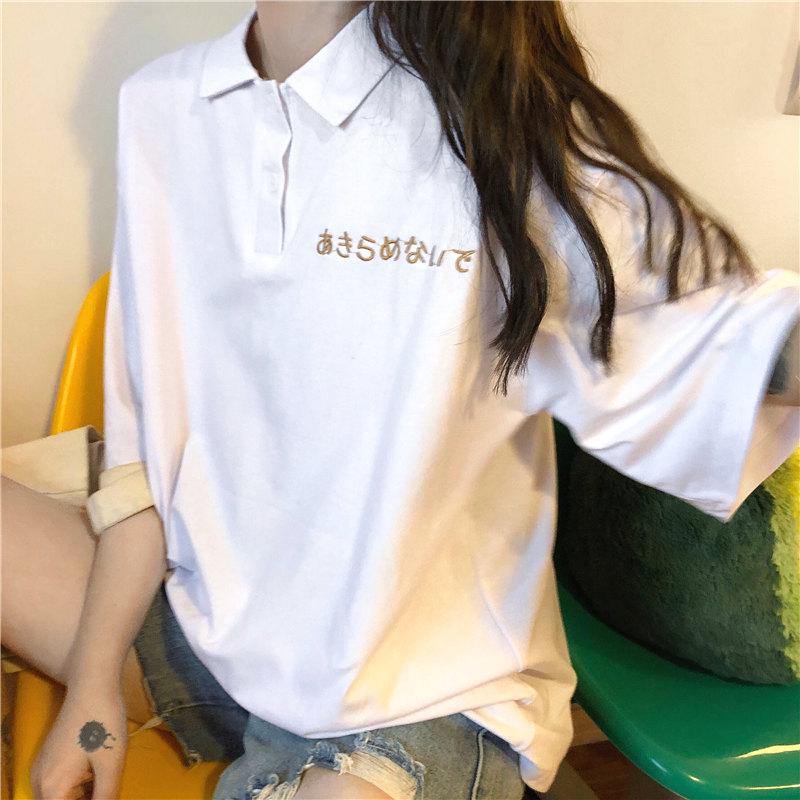 Preppy Style Sports Loose Fit Retro Short Sleeve Tee