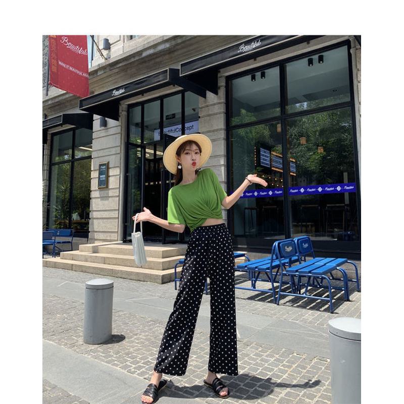 Cropped Loose Fit Polka Dot Ankle Cut Pants