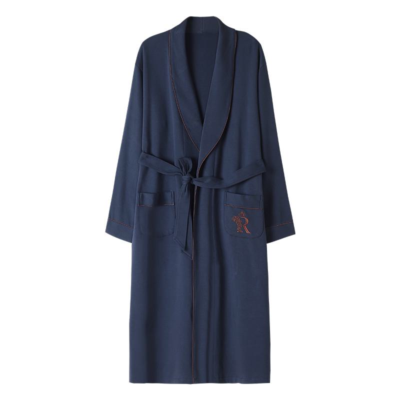 Solid Belted Cotton Collar Simplicity Night Robe
