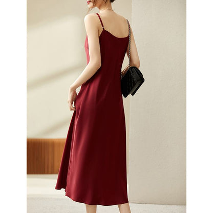 فستان أنيق ومتعدد الاستخدامات بأسلوب فرنسي رائع بتصميم أحادي اللون يشد الجسم - كامي الرائعة