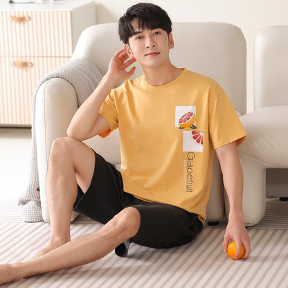 Pomelo Fruit Tightly Woven Pure Cotton Round Neck Lounge Set