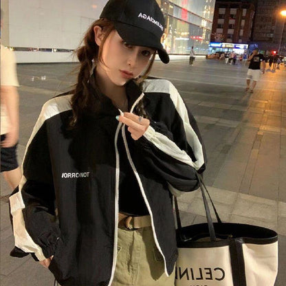 Color Blocking Street Style Casual Sports Loose Fit Windbreaker