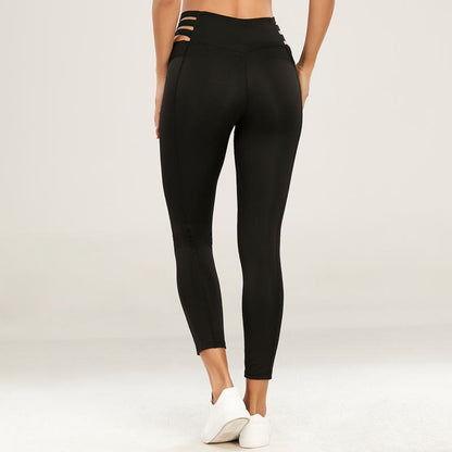 High-Waisted Quick-Drying Yoga Tight-Fitting Fitness Hollowed-Out Sports Leggings