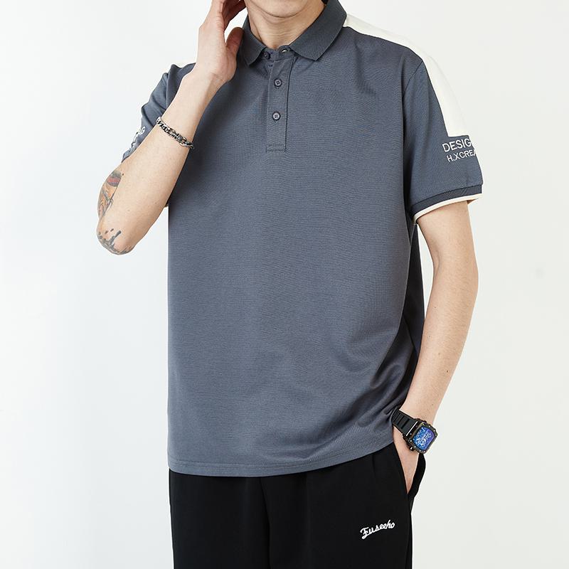 Lapel Loose Fit Cooling Silky Luster Short Sleeve Polo Shirt