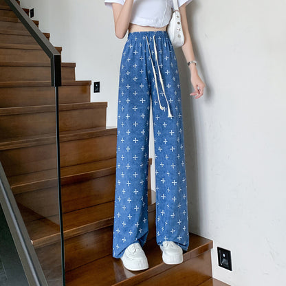 Silky Slimming High-Waisted Straight Leg Loose Fit Denim Thickness Pants