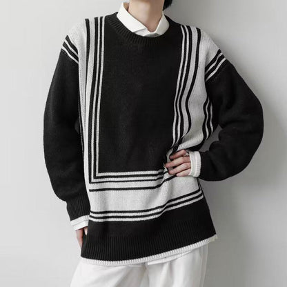 Suéter tejido casual de cuello redondo y moda en color sólido.