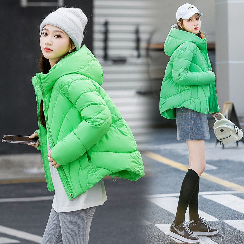 Zip-Up Cropped Solid Color Thickened Puffer Jacket
