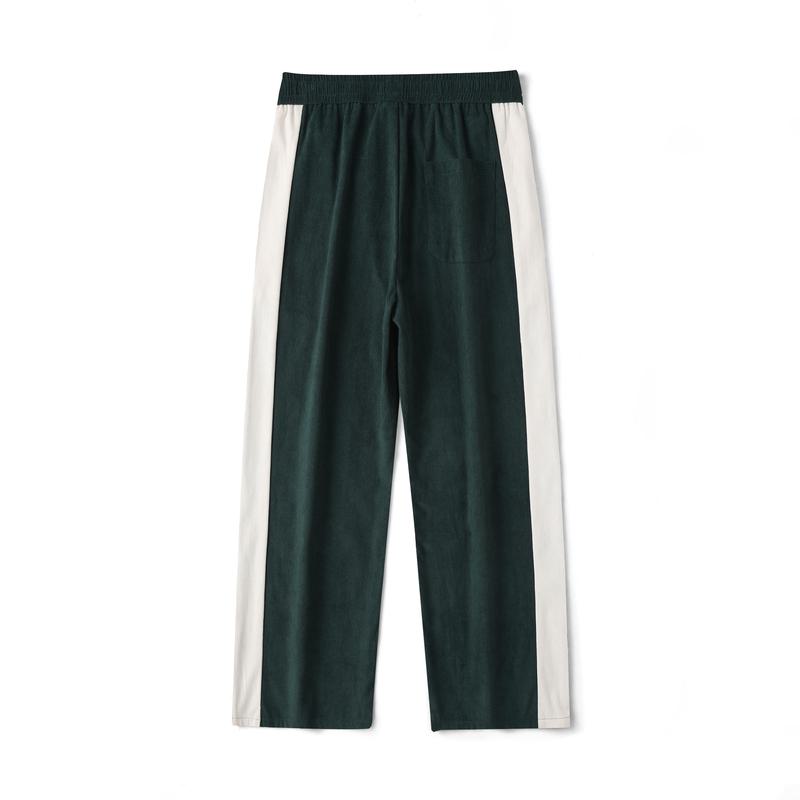 Pantalon de survêtement droit en velours côtelé polyvalent avec taille élastique et coupe ample