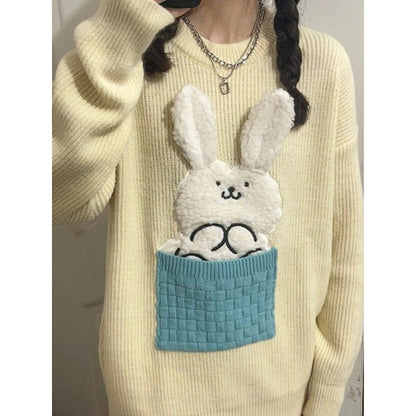 Haut ample en tricot décontracté Bunny Casual Midi polyvalent