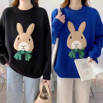 Cartoon Pullover Chic Thickened Versatile Knitted Loose Fit Plus Lazy Sweater
