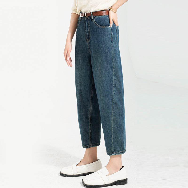 Thin Wide-Leg Banana-Shaped Cropped Jeans