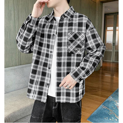 Casual Plaid Workwear Style Trendy Patched Pocket Long Sleeve Shirt