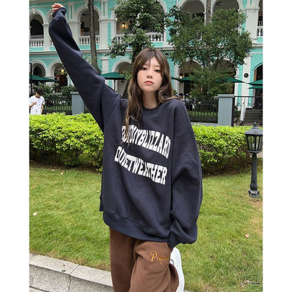 Anti-Pilling Rundhals-Sweatshirt mit dickerem Plus-Velours und Kunstfaser-Baumwoll-Print-Paket-Streifen