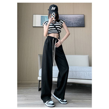 Draping Floor-Length Loose Fit Sports Street Style Pants