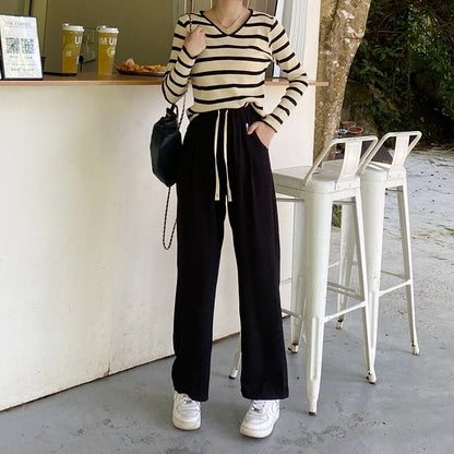 Casual Straight Loose Fit High-Waisted Pants