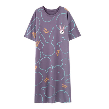 Einfaches, eng gewebtes, lila reines Baumwoll-Bunny-Lounge-Kleid