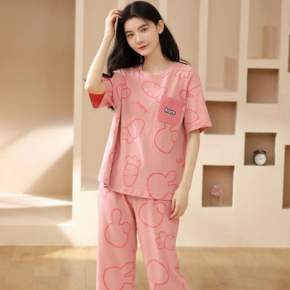 Bunny Pure Cotton Carrot Pink Lounge Set