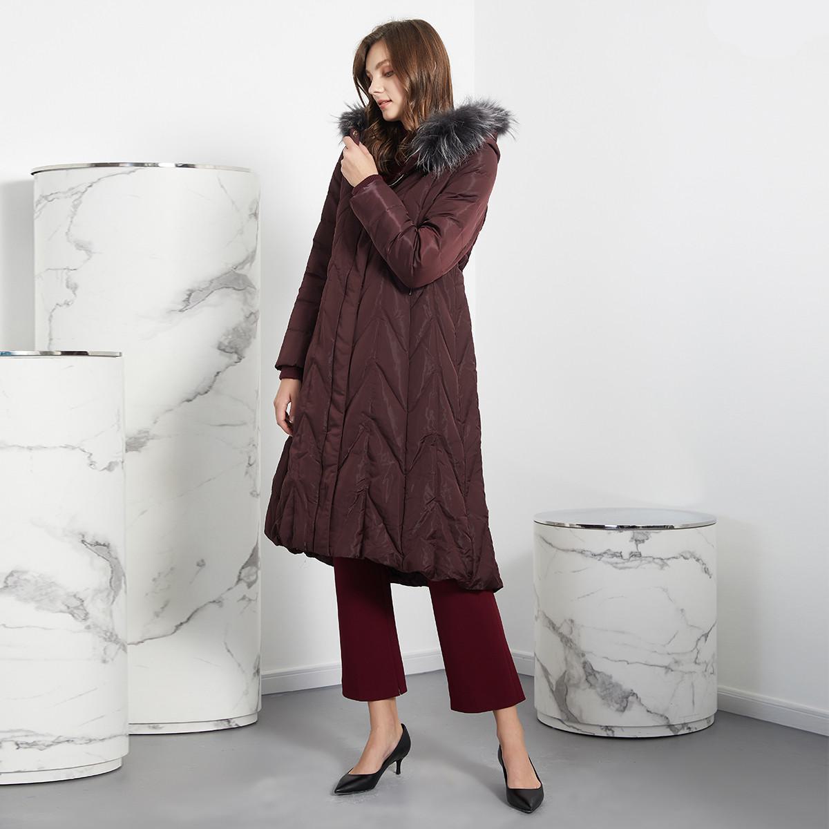 Quilted Hooded Fur Collar Down Coat