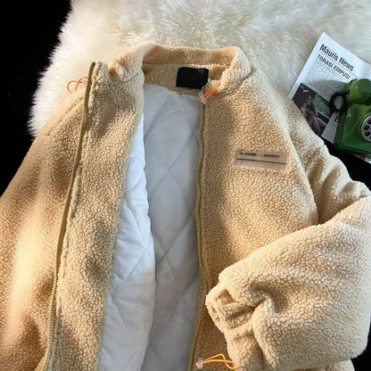 Lazy Artistic Loose Fit Trendy Full Zipper Fleece Jacket