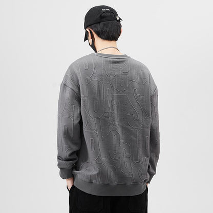 Trendiger Rundhalsausschnitt-Sweatshirt aus reiner Baumwolle