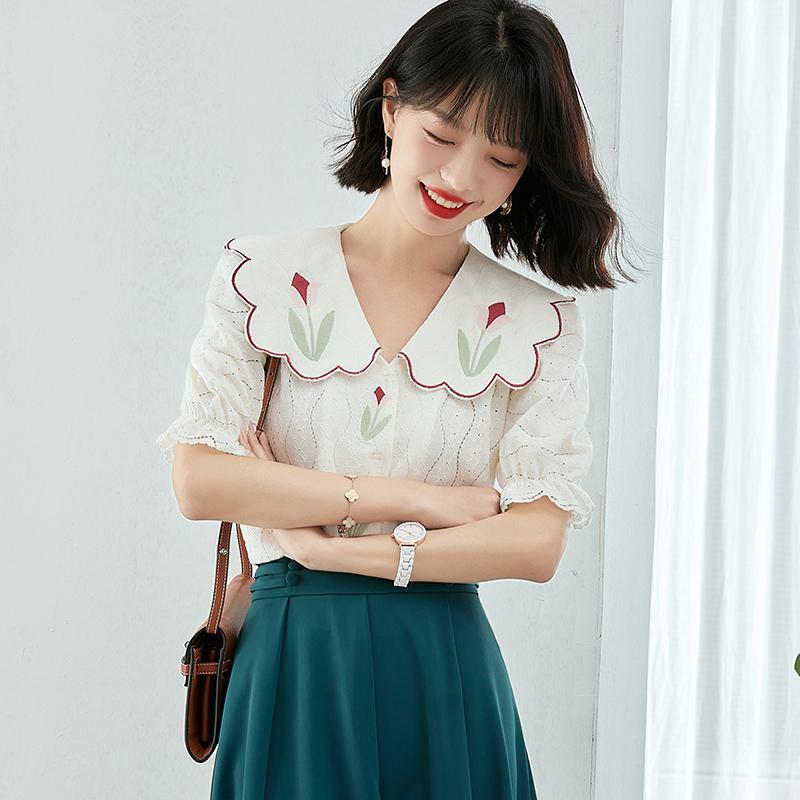 French Style Lace Embroidery Ambiance Blouse