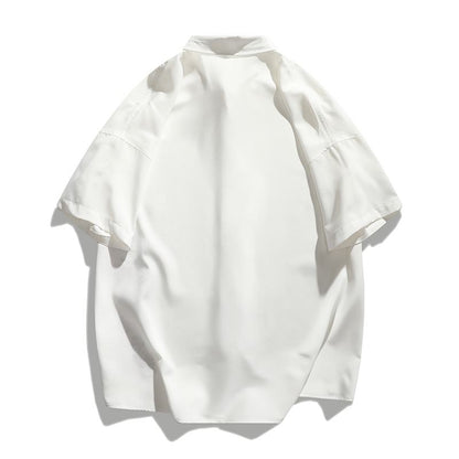 قميص قصير الأكمام متعدد الاستخدامات بطبعة رسالة عصرية من الحرير الجليدي المرن
