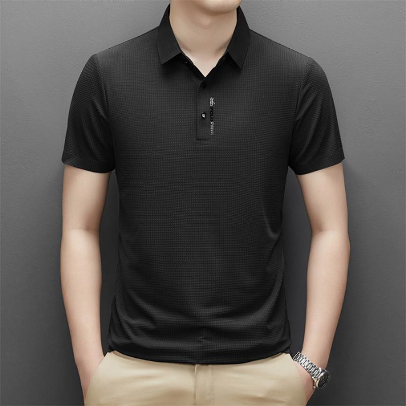Hochwertiges Business-Premium-Seiden-Casual-Polo-Shirt mit kurzen Ärmeln